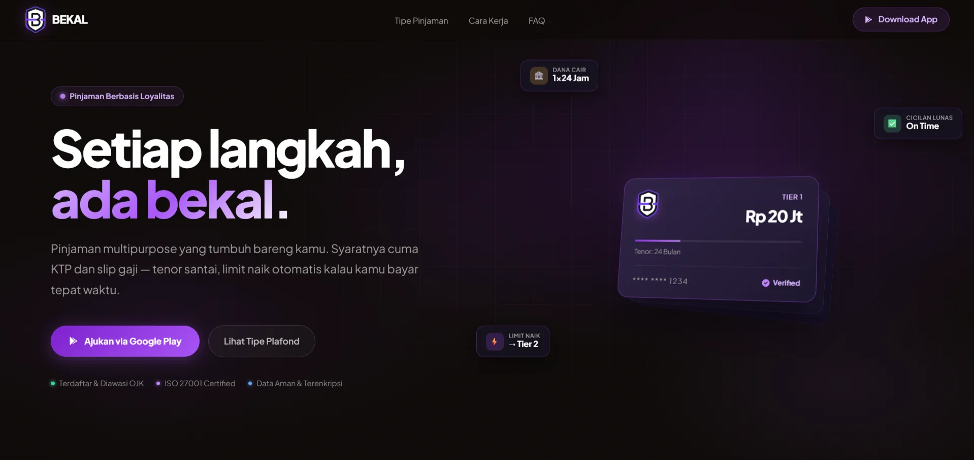 Bekal loan application platform interface